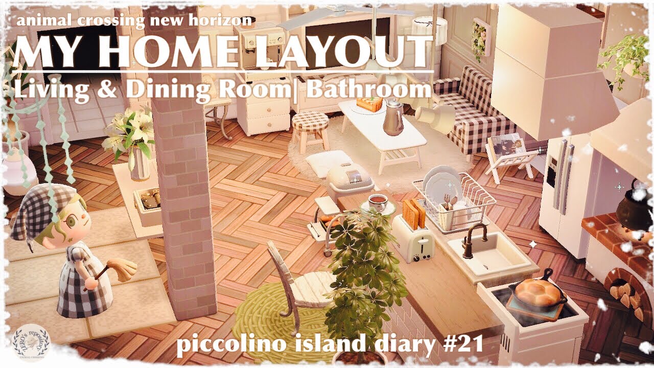 【あつ森】自宅インテリア|My Home Layout |Living & Dining Room | Bathroom〜piccolino island diary #21〜ACNH