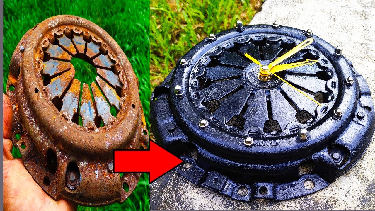 HOW TO MAKE A CLUTCH CLOCK FROM A RUSTY SCRAP CAR PART