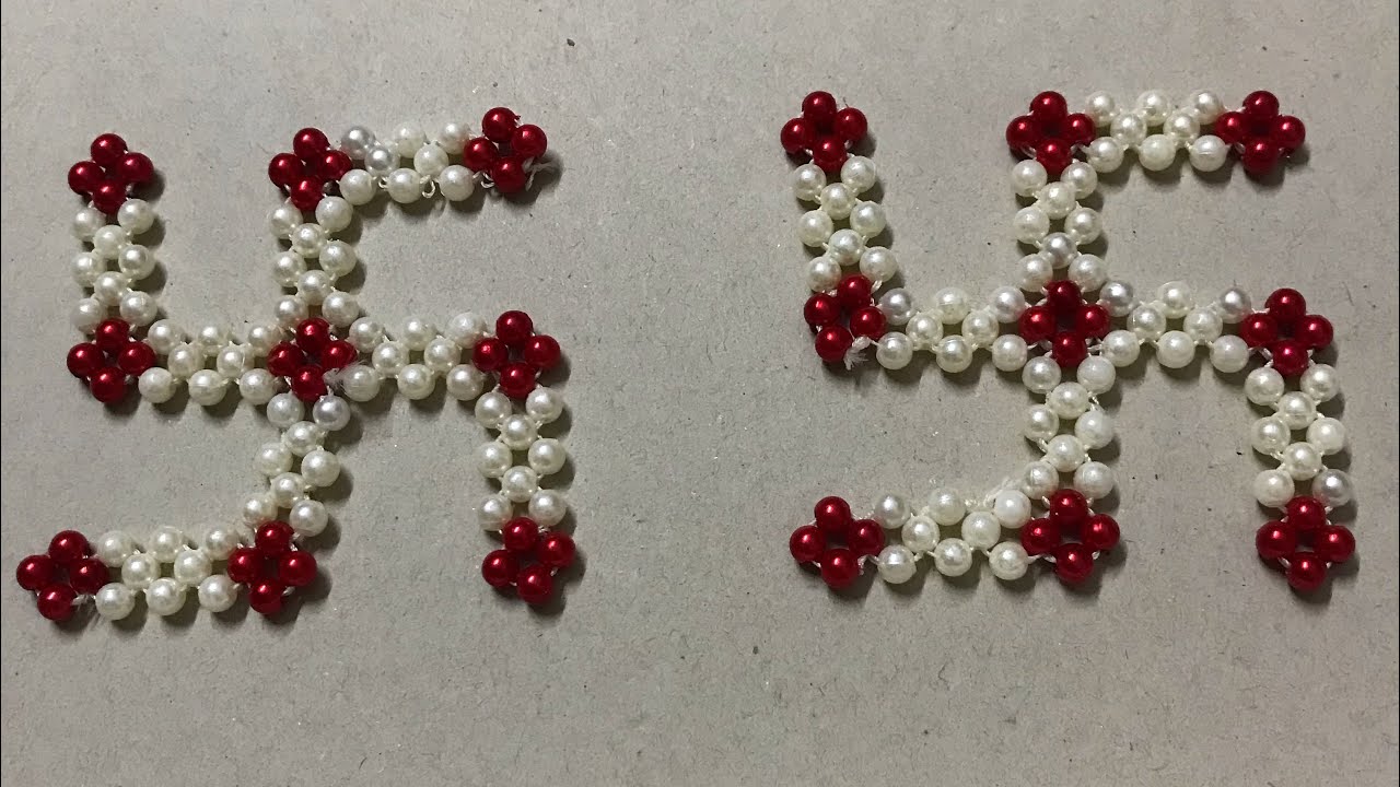 Swastik Making with Pearls | Decorating Ideas | #diy | #crafts | #pearls #swastik| #mutyala #swastik