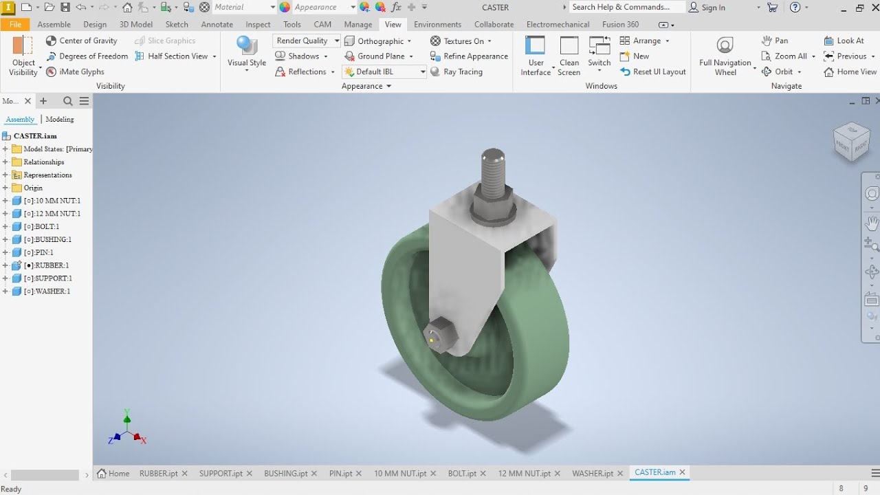 Caster Assembly (Autodesk Inventor 2023)