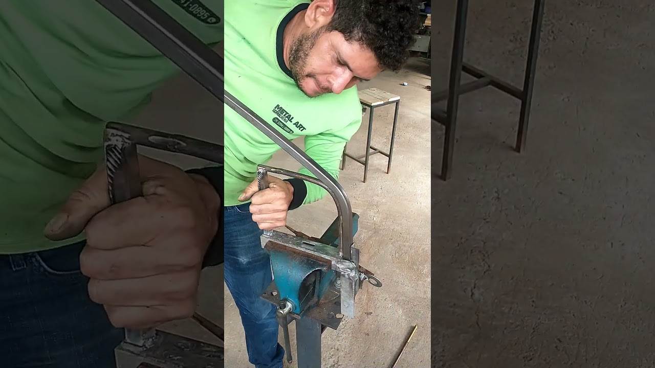 dobrando metalon f&aacute;cil dobradeira caseira de Metalon #welding #brasil #diy #4k #metalwork