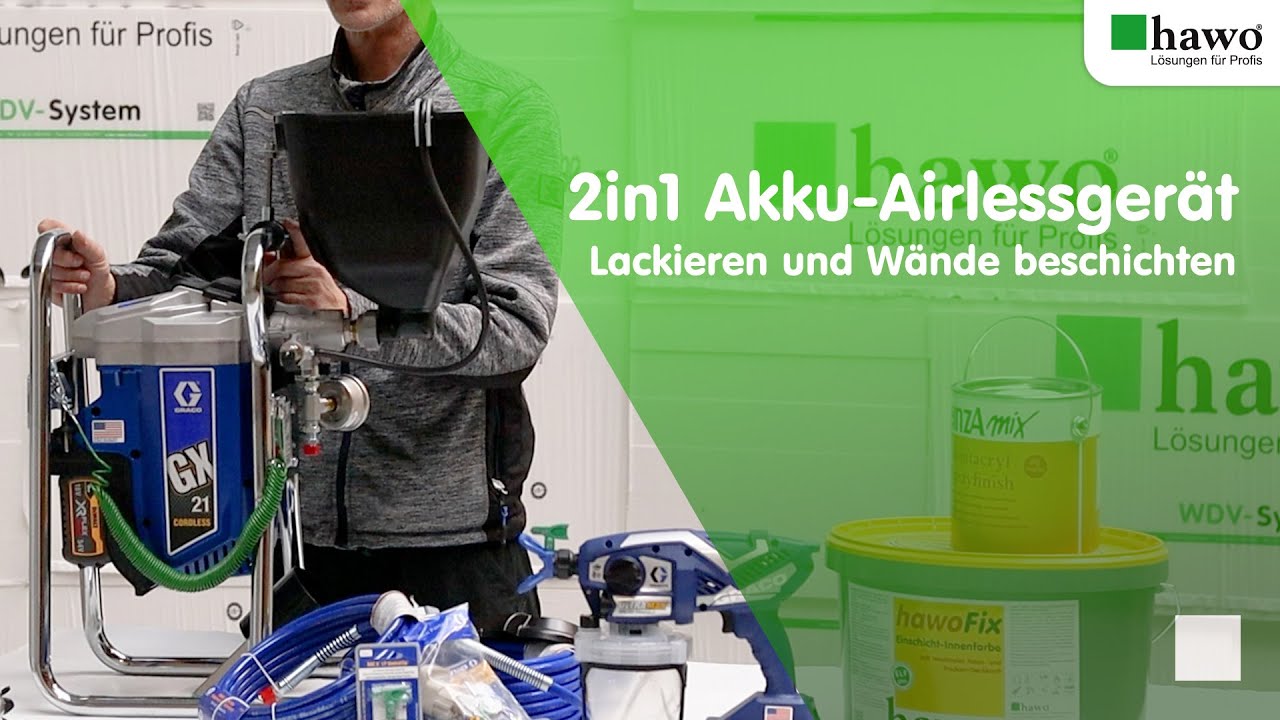 Airless Akku Spritzger&auml;t 2in1 lackieren und W&auml;nde beschichten / spritzen - Beh&auml;lter und Saugschlauch