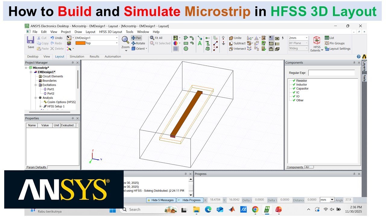 Build and Simulate Microstrip in Ansys HFSS 3D Layout
