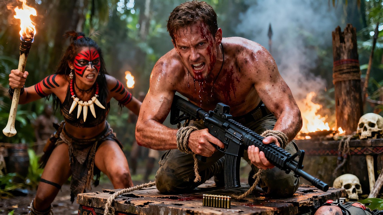 A special forces soldier falls into a cannibal trap and wakes tied to a sacrificial altar