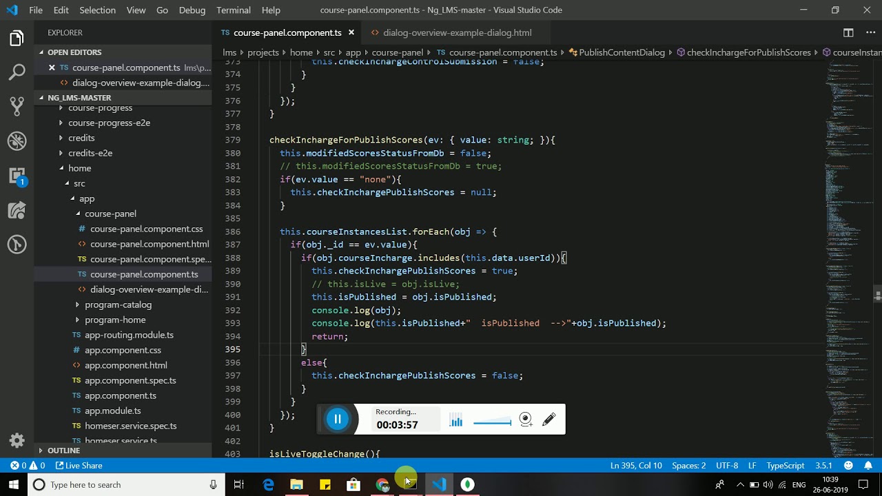 Project demo on score sheet component