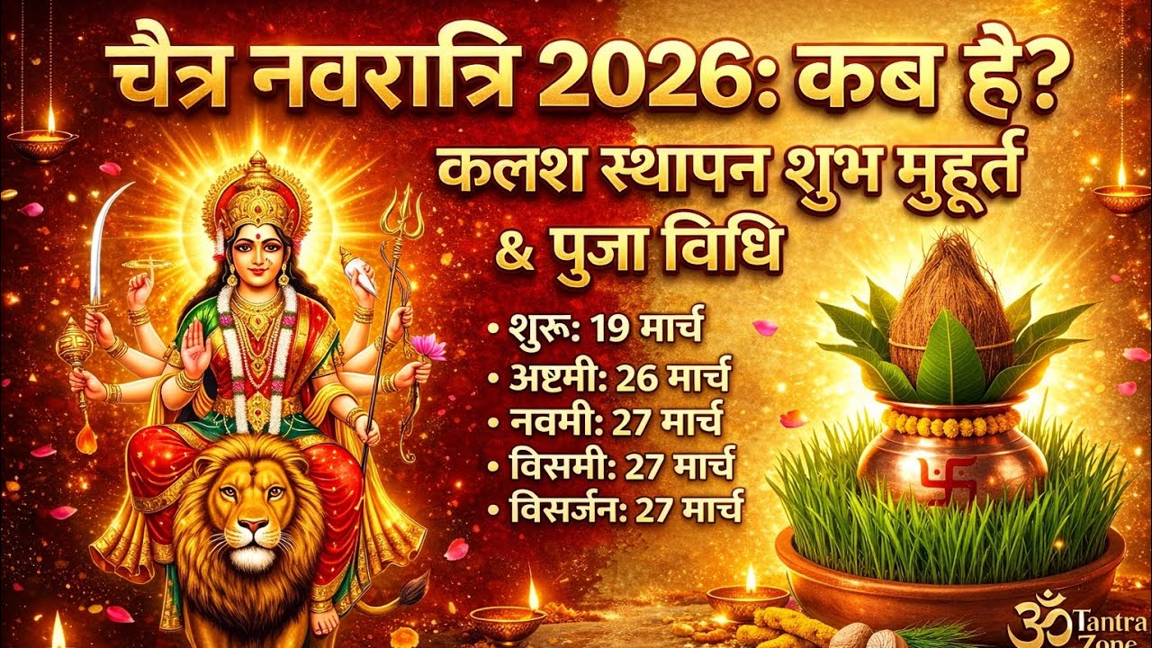 चैत्र नवरात्रि 2026 कब है? कलश स्थापना का सही मुहूर्त, अष्टमी-नवमी तिथि और पूजा विधि 🔱