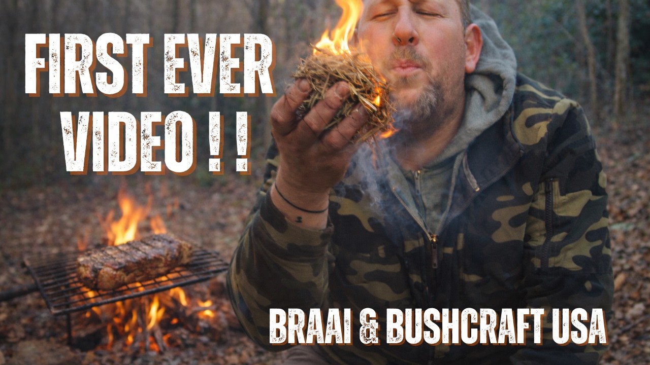 FIRST EVER YOUTUBE VIDEO!! Solo overnight camp with flint and steel fire. Open fire cooking & coffee