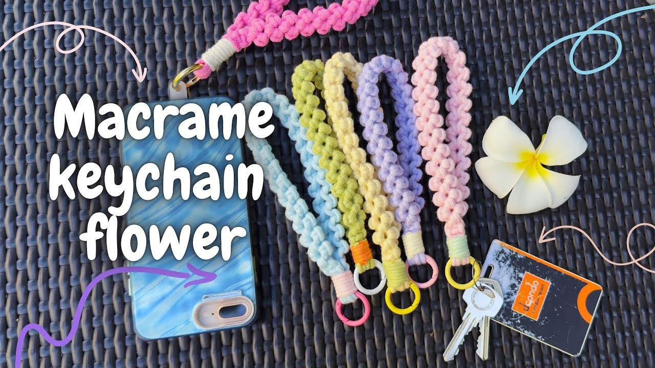 สอนถักพวงกุญแจมาคราเม่ลายดอกไม้ 🌼🌸 macrame keychain flower