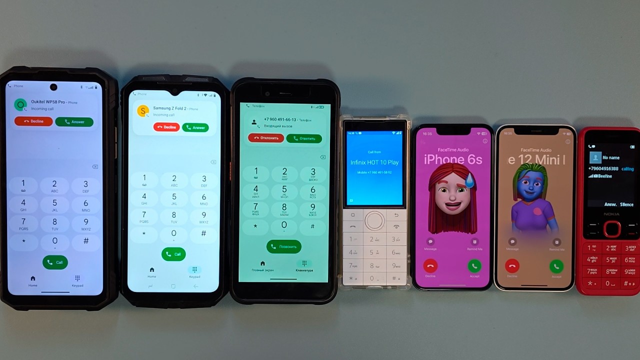 three big four small incoming call iphone 13 mini iphone 12 mini nokia 150 qin f22 ulefon rugking