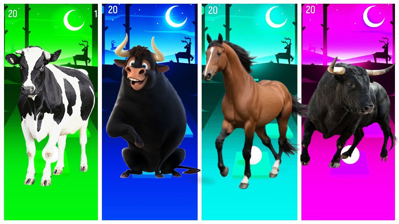 Tiles Hop - Funny Cow 🆚 Funny Ferdinand 🆚 Funny Horse 🆚 Funny Bull 🎯 in Tiles Hop EDM Rush🎶