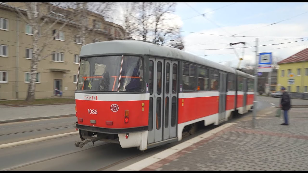 Czech Republic, Brno, tram 4 ride from Hlavní nádraží to Maloměřický most