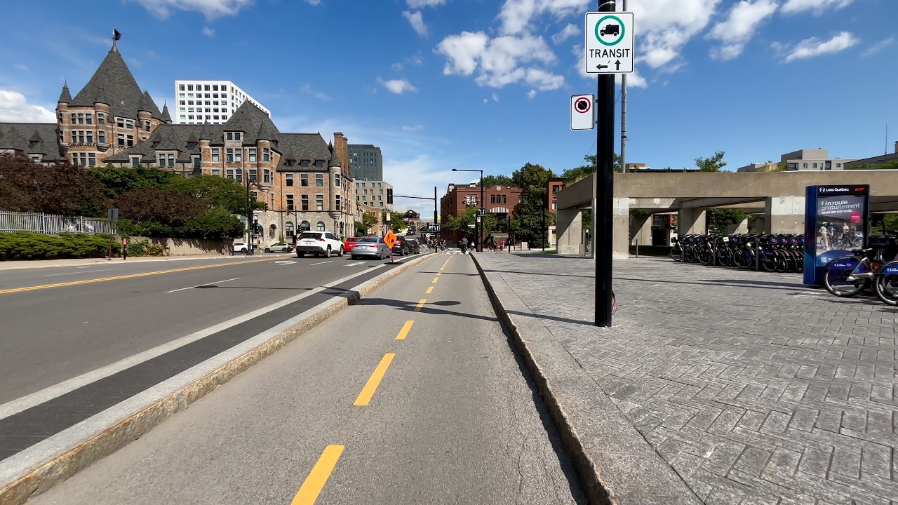 Ambient Ride mostly on the REV from Mont Royal in the Plateau to the Old Port of Montreal POV 4K