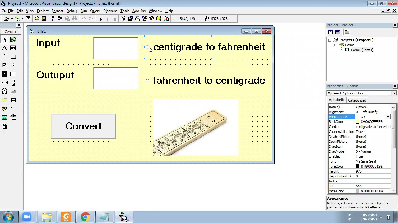 VB 6 Practical 09 Temperature Conversion