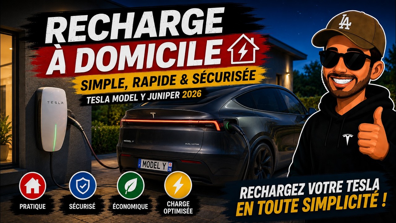 Rentré avec la batterie vide 🪫 place à la recharge à la maison🔋. Test réel sur ma Tesla !