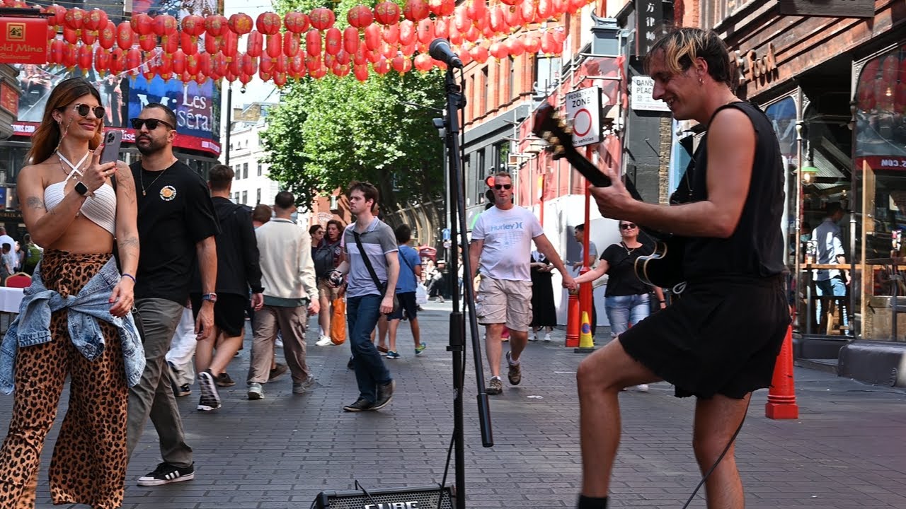 🇬🇧 [4K] July 2022 The Best Guitarist Of all Time Romain Axisa (The Big Push Band )Chinatown ,London