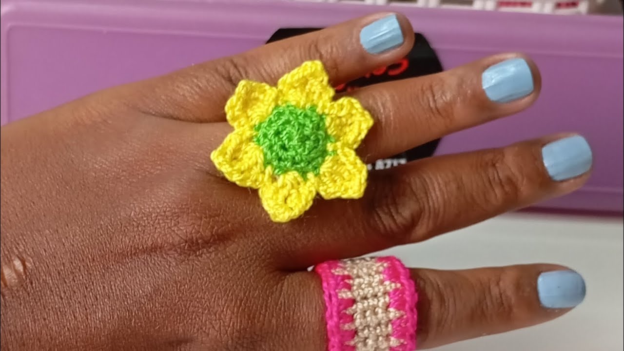 Anillo de Girasol a Crochet. Fácil y rápido de tejer!! 