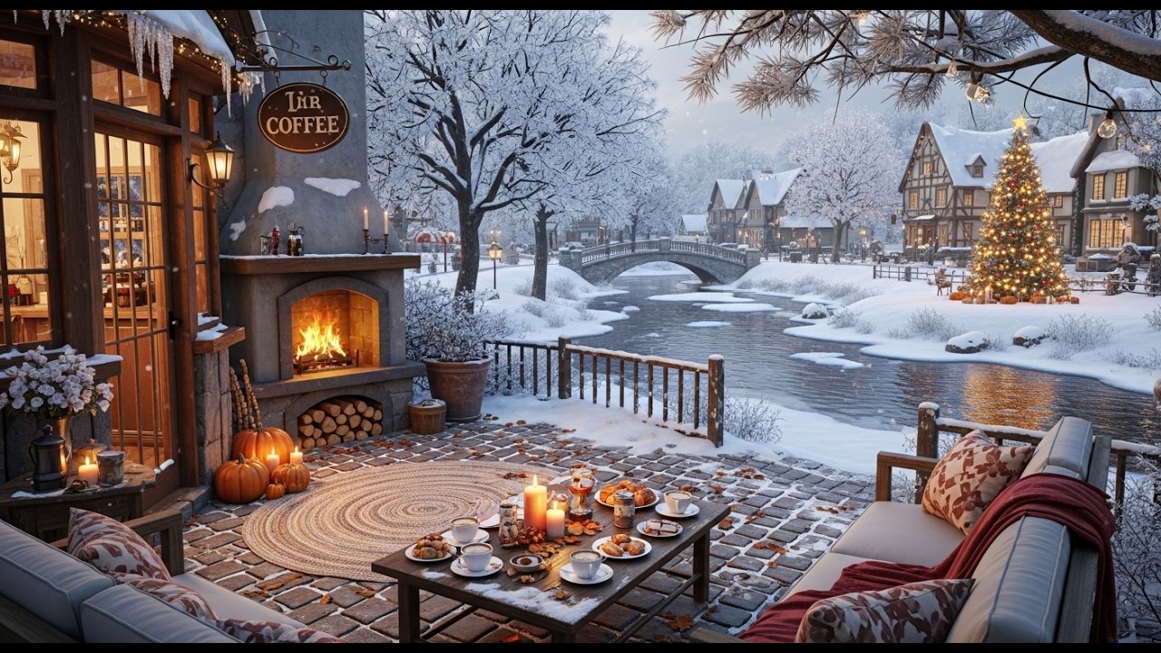 Relaxing Morning Jazz ❄ Warm Winter Coffee Shop Ambience for Calm Energy