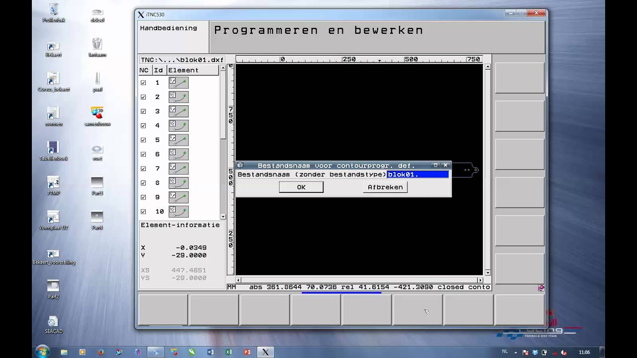 Programmeren a.d.h.v. een DXF in HEIDENHAIN iTNC530