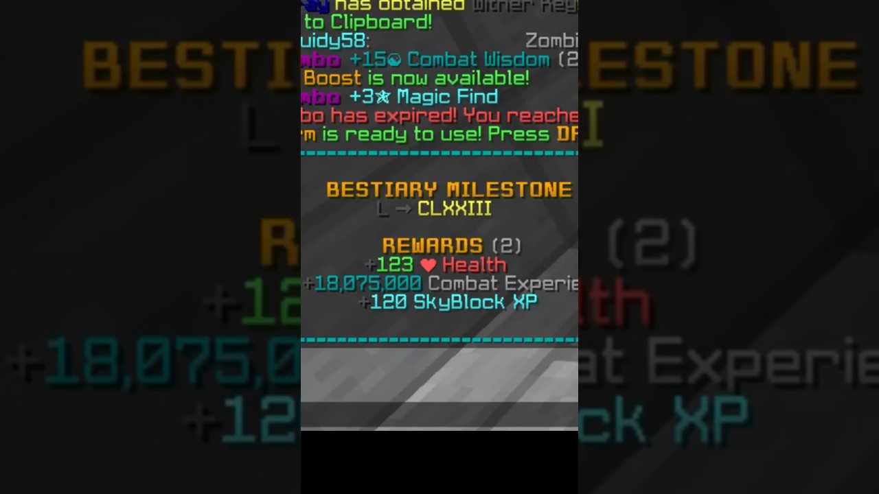 Accidentally claiming the bestiary combat XP EARLY&hellip; #minecraft #skyblock #hypixelskyblock #hypixel
