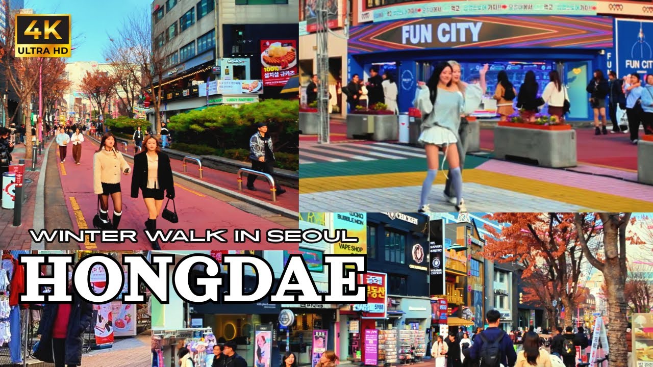 4K Winter Noon Walk in HONGDAE, SEOUL December 07, 2025 #kpop #travel #seoul