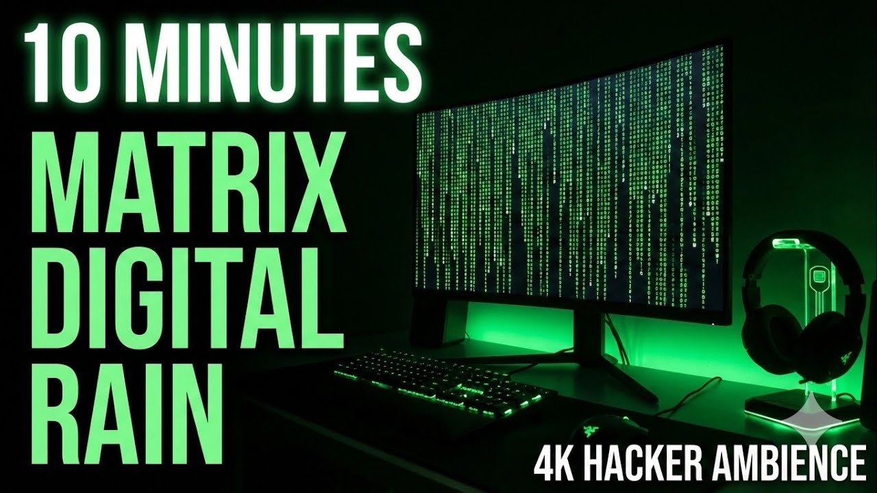 Matrix Digital Rain 4K | 10 Minutes Hacker Ambience 🟢