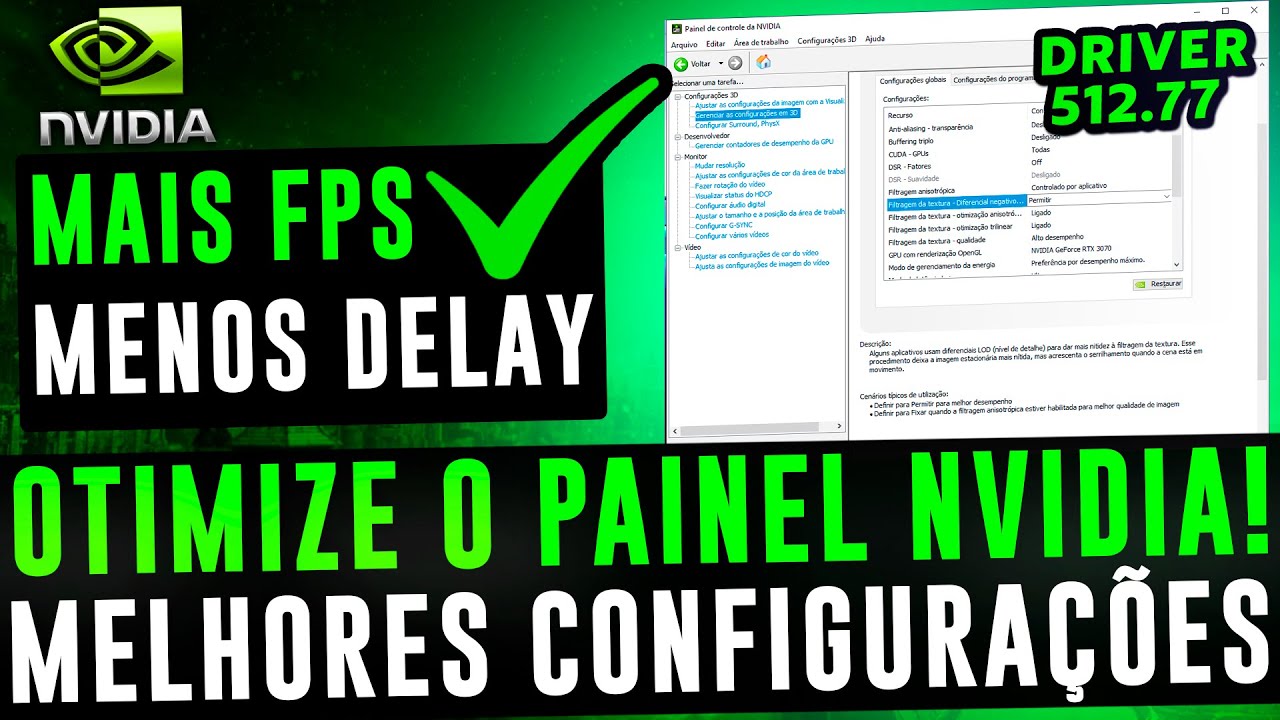 COMO CONFIGURAR O PAINEL DE CONTROLE NVIDIA PARA MAIS DESEMPENHO NOS JOGOS ! MELHORES CONFIGURAÇÕES