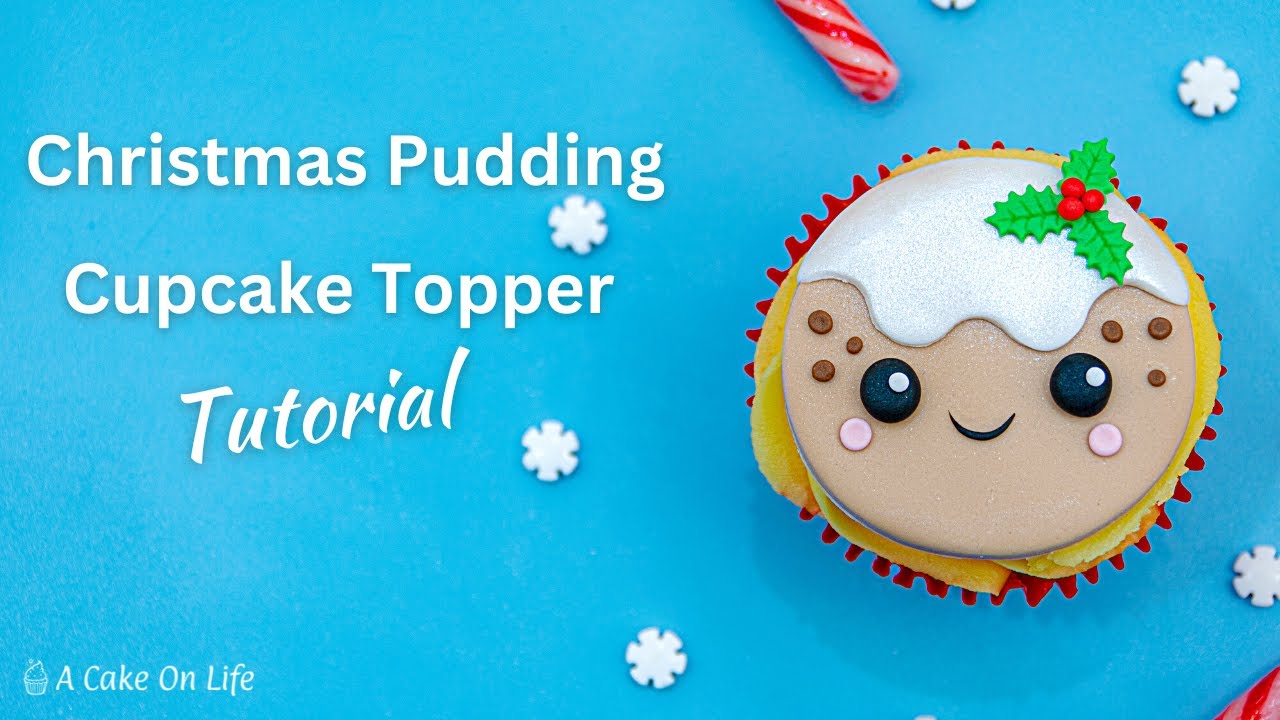 Christmas Pudding Cupcake Topper Tutorial/ Christmas Cupcake Decorating Idea