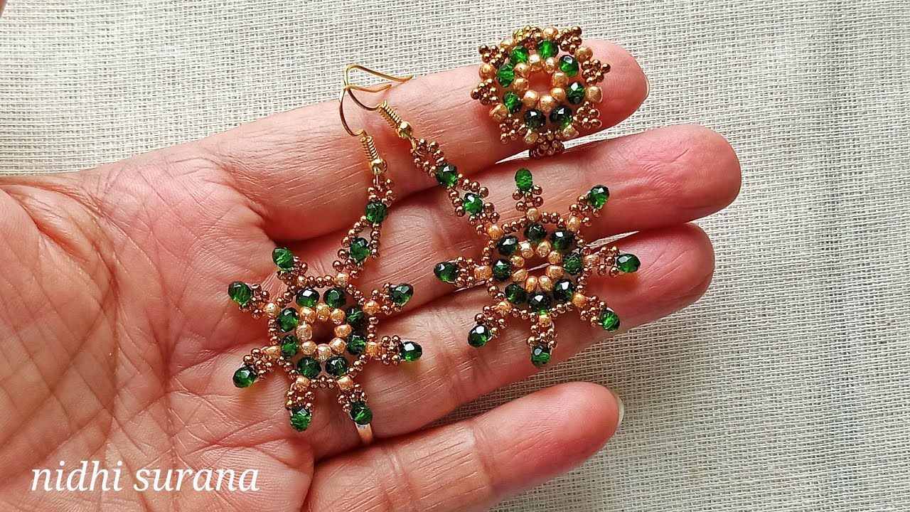 ⚜️ Glorious Wheels/ Crystal Beaded Jewelry/Earrings/Ring/Aretes/Anillo Tutorial diy (0482)