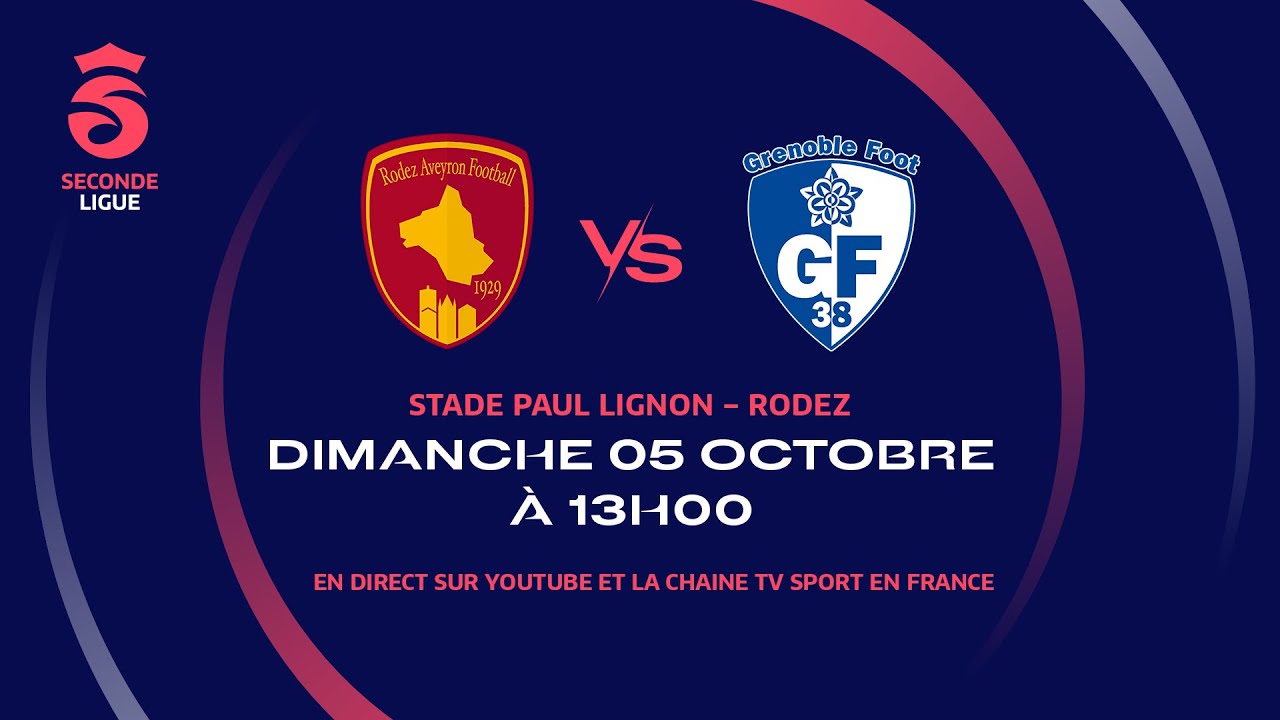 Seconde Ligue : Rodez AF - Grenoble Foot 38 en replay !