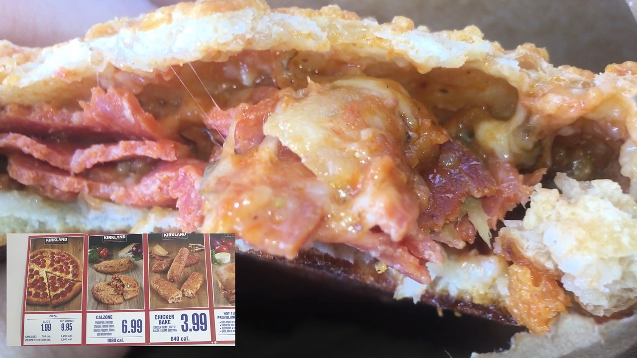 Let's try costco new Calzone Pepperoni Sausage Cheese Tomato Sauce Onions Peppers Olives Musrooms
