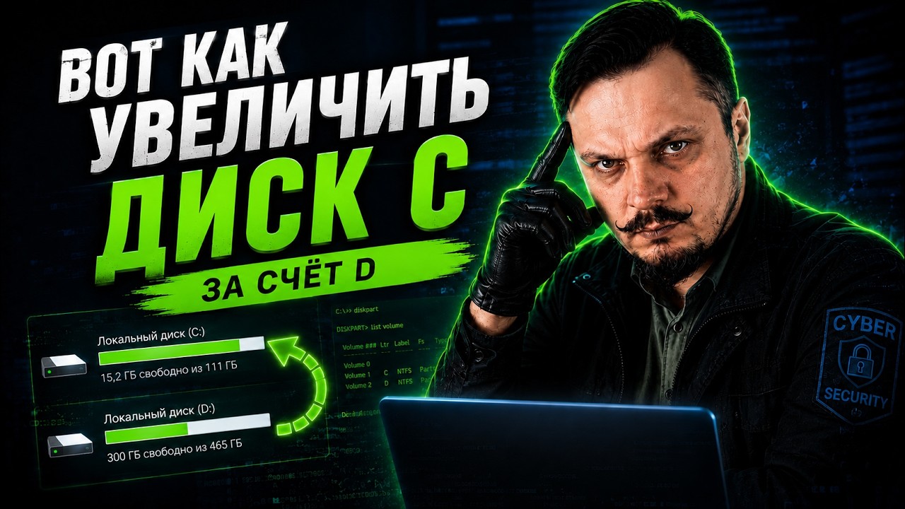 Как увеличить диск C за счёт диска D в Windows — БЕЗ потери данных #Windows #ДискC #SSD #HDD