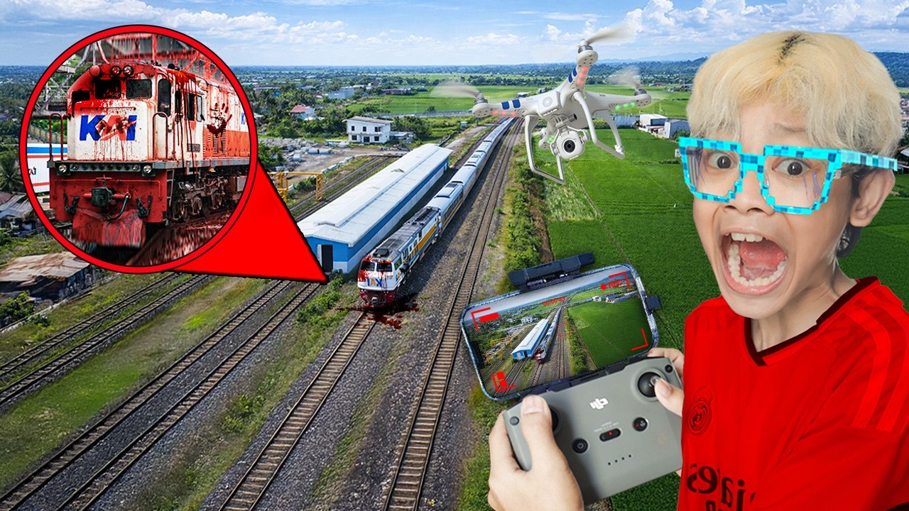 KERETA KAI BERDARAH TEREKAM DRONE BOCIL JALAN SENDIRI TANPA PENGEMUDI!!!