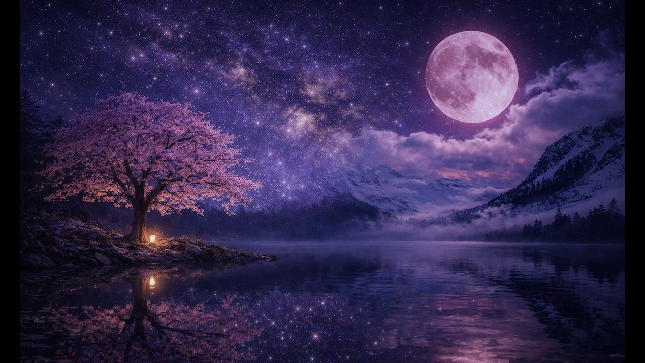 12 Hours Beneath the Starlight Blossom Tree 🌙 Deep Sleep Night Ambience (Calming Nature Sounds)
