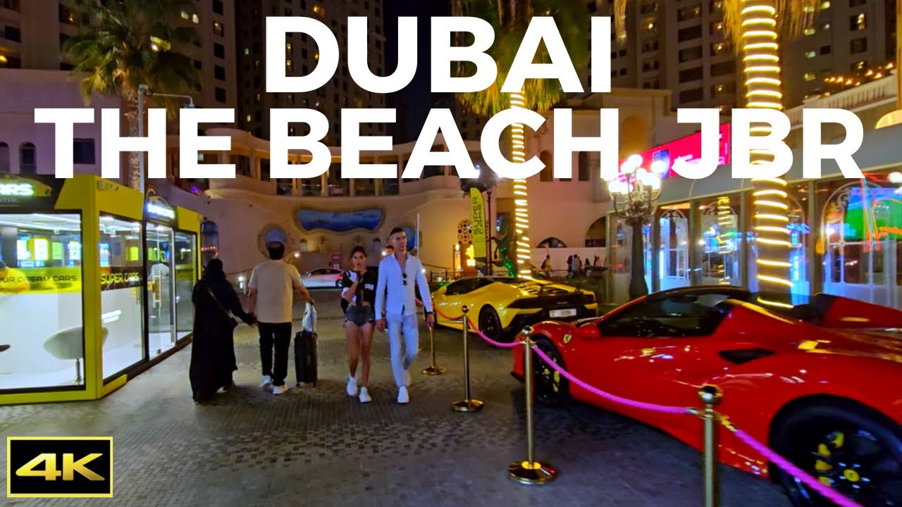 The Beach, The Walk at JBR | Dubai | Night Walking Tour | 4K | 2023