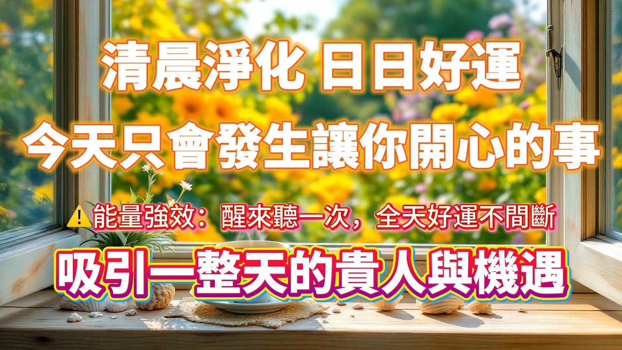 頂級好運音樂⚠️ 能量強效：醒來聽一次，全天好運不間斷！✨ 清晨淨化磁場，吸引一整天的貴人與機遇 🍀今日只會發生讓你開心的事｜吸引力法則 冥想音樂，吸引力法則，正念練習，宇宙法則，能量音樂，好運調頻