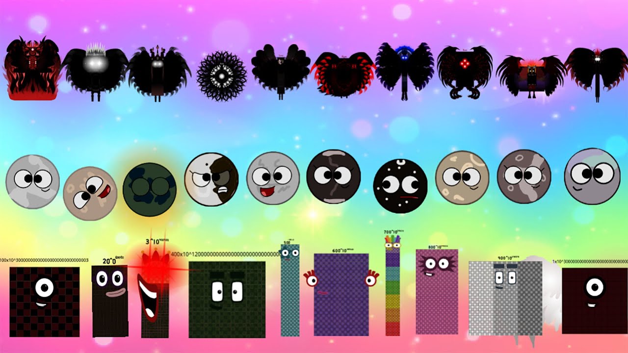 Numberblocks Band Retrillion (100centyo - 1xonillion) vs SolarObject vs Uncannyblocks Band Different