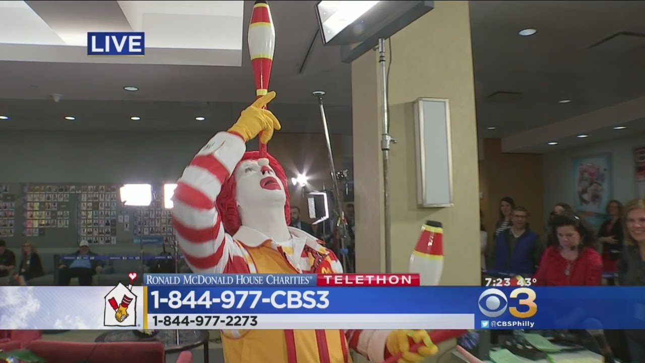 Ronald McDonald Juggles For Children At The Ronald McDonald House Telethon
