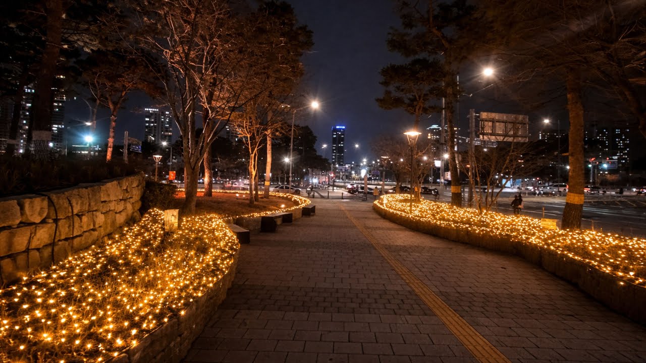 Sunday Night Walk in Jamsil, Songpadaero, Seoul | Relaxing City Ambience 4K
