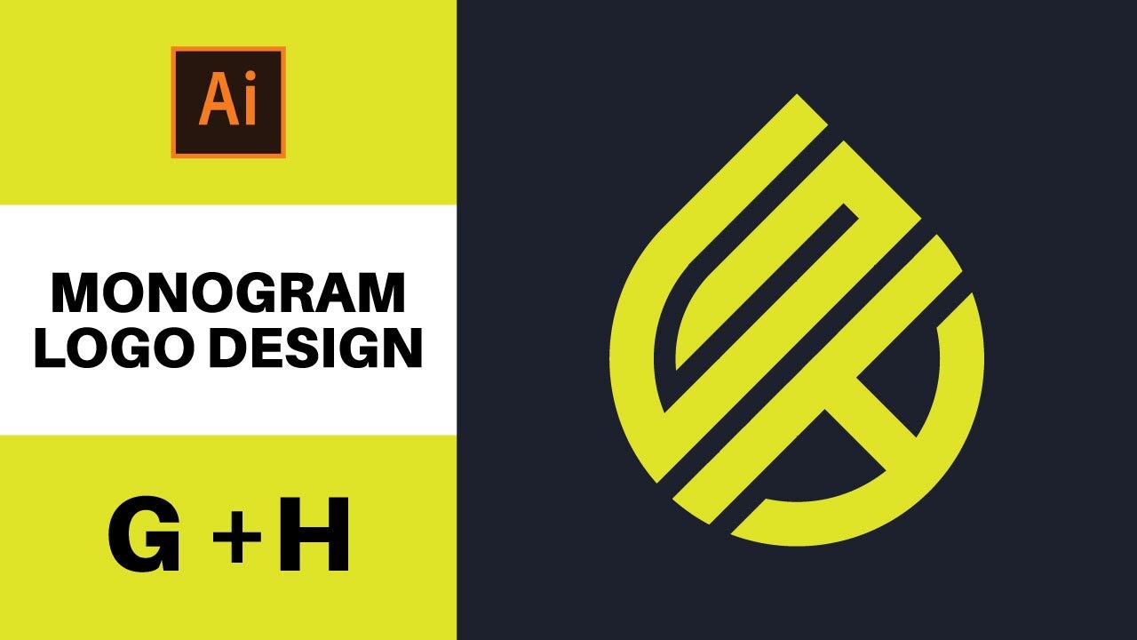 GH Monogram Logo With Grid System | Adobe Illustrator Tutorial 2021