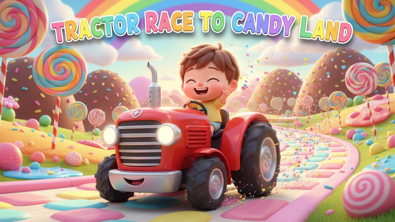 Tractor Race to Candy Land – Nursery Rhyme, Toddler Learning, Vehicle Fun, and Imaginative Play