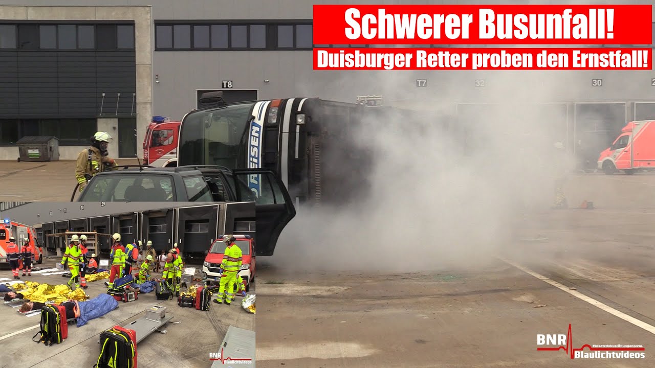 [20 Verletzte nach Busunfall] Zahlreiche Einsatzkräfte proben den Ernstfall in Duisburg!