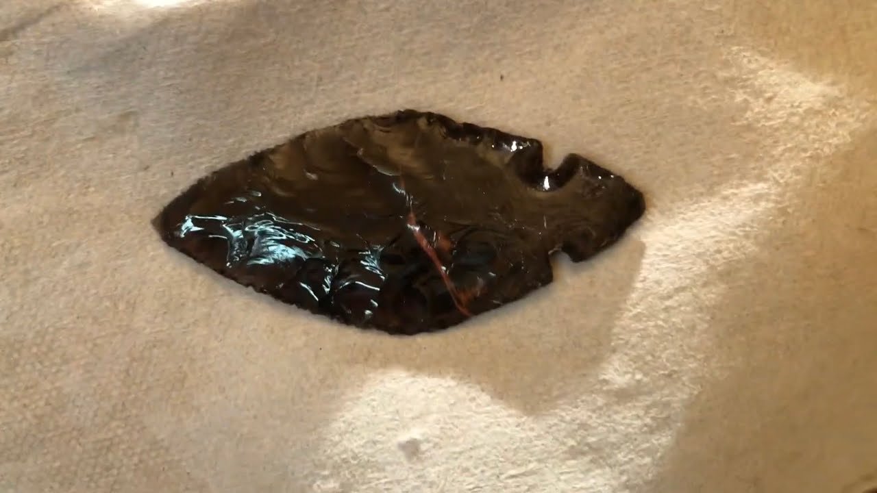 Triple flow Obsidian Turkey Tail point