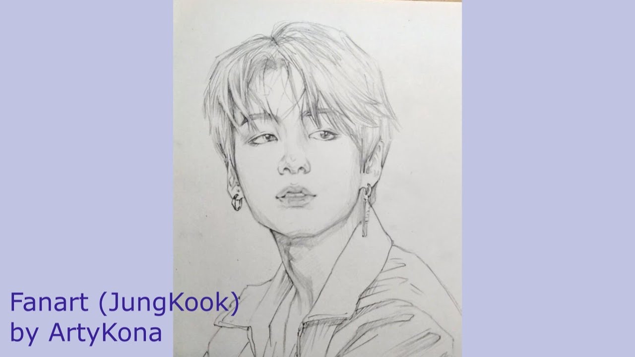 인물 스케치 (Portrait Sketch) - BTS Jungkook | Semi realistic style