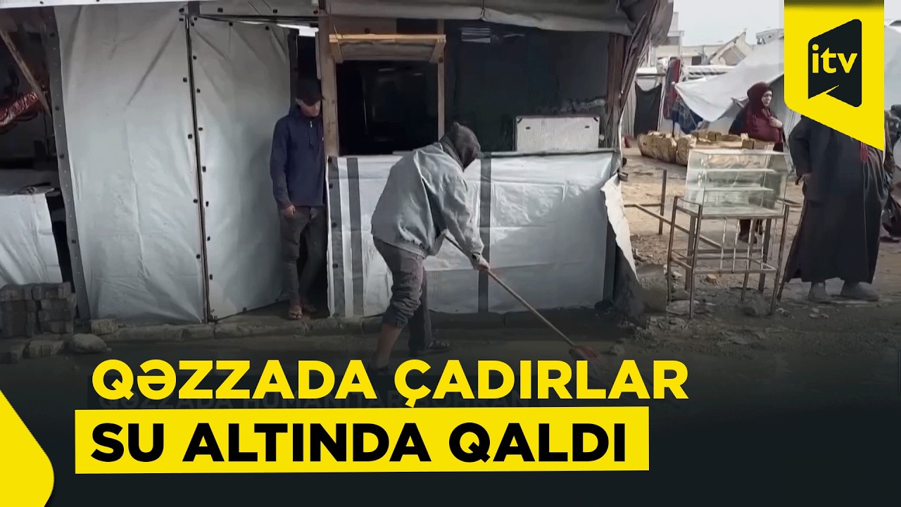 Qəzzada yağış məcburi köçkünləri çıxılmaz vəziyyətə salıb