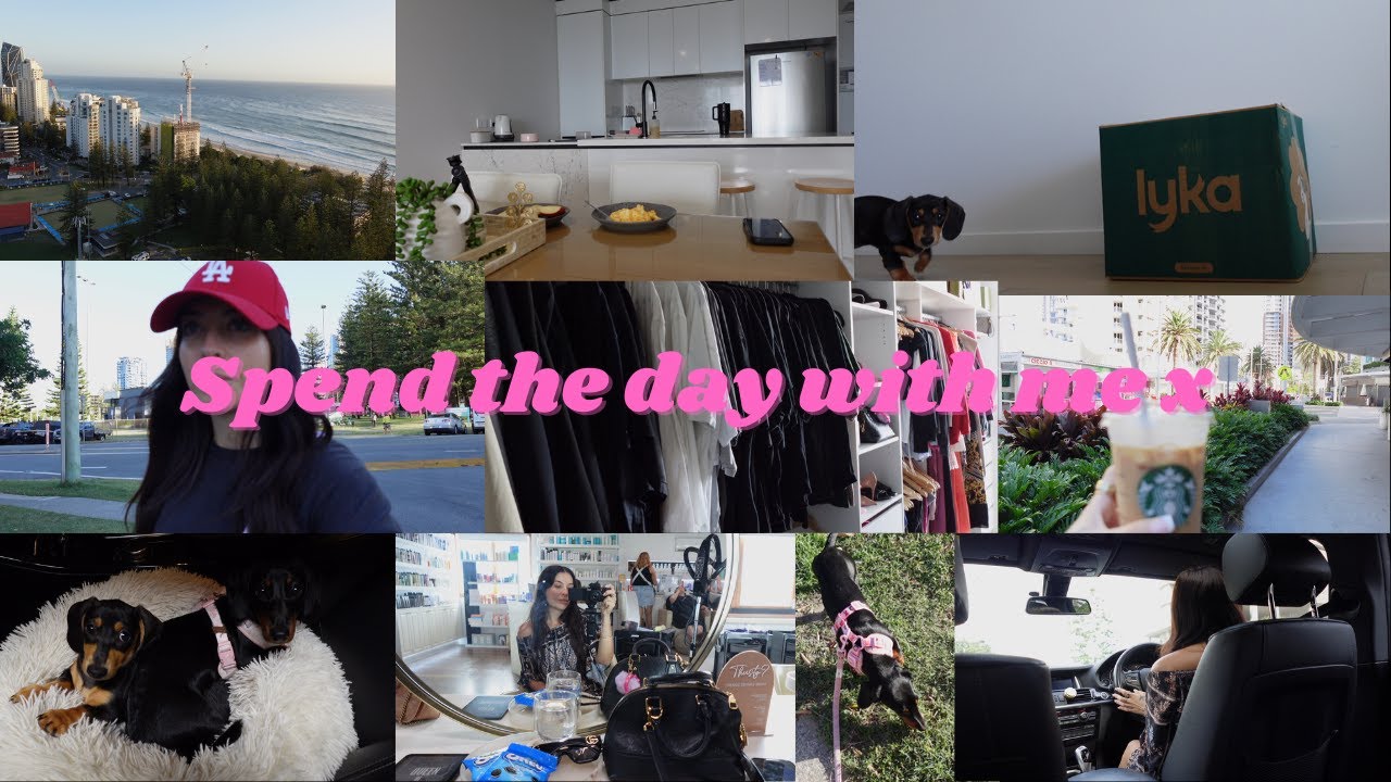 Spend the day with me - apartment tour, blowdry, Starbucks, content creating with the pups