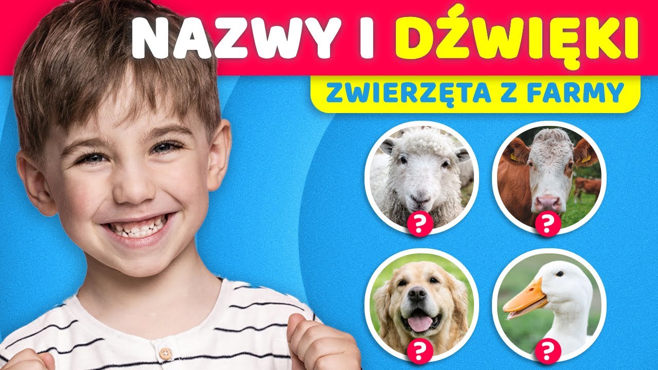 Zagadki dla dzieci - odgadnij dźwięki zwierząt na farmie🐮🐶🐔 Zabawa w odgadywanie dźwięków zwierząt