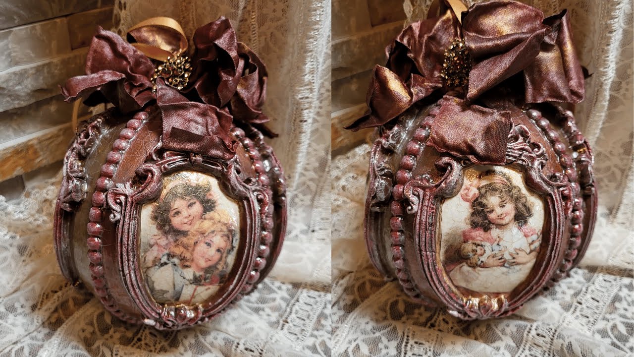 Decorating Vintage Christmas Ornament in Victorian Style, Decoupage
