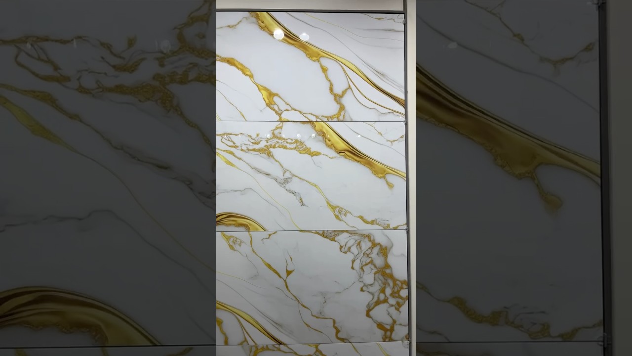 All new golden color tiles!! #satisfying #tiles #carvingdesign #luxury #interiordesign #viralshorts