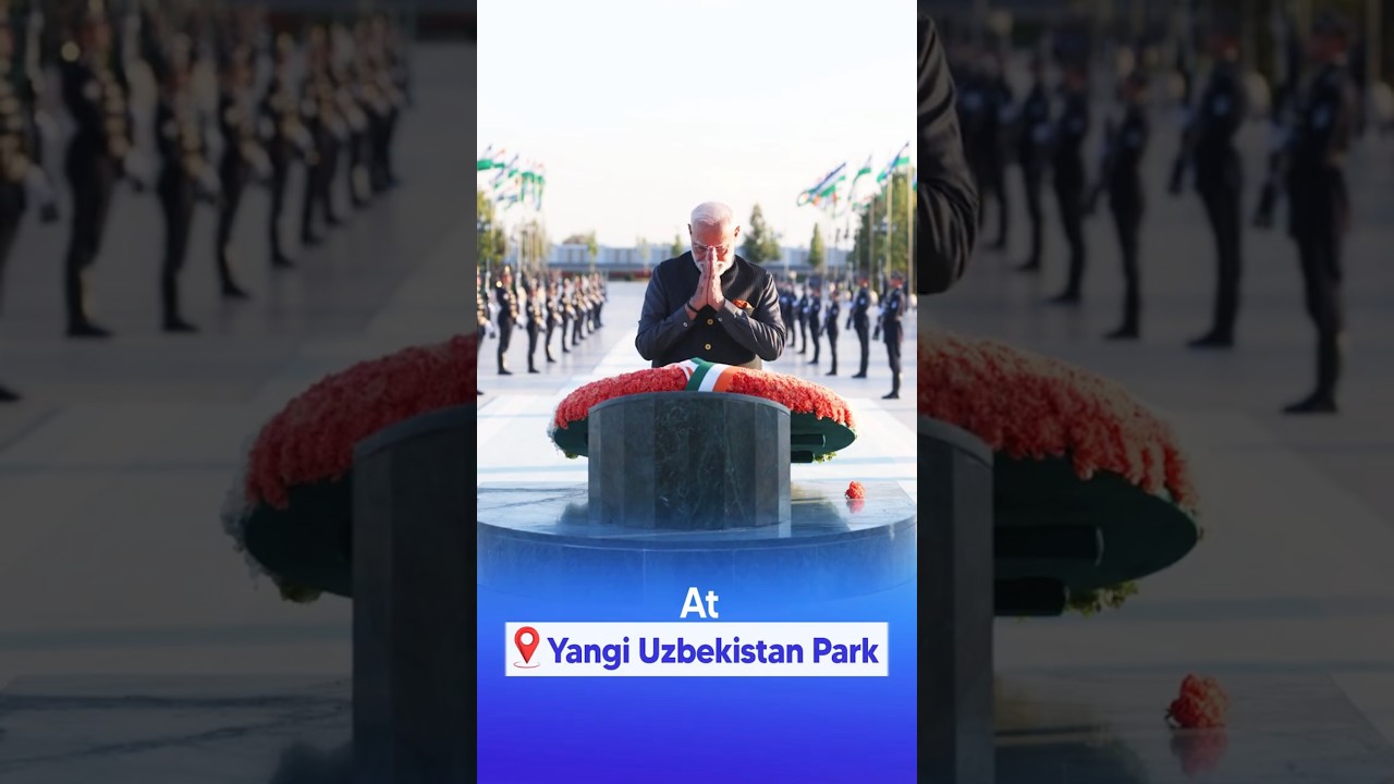 PM Modi lays a wreath at the Yangi Uzbekistan Monument in Tashkent | #shorts
