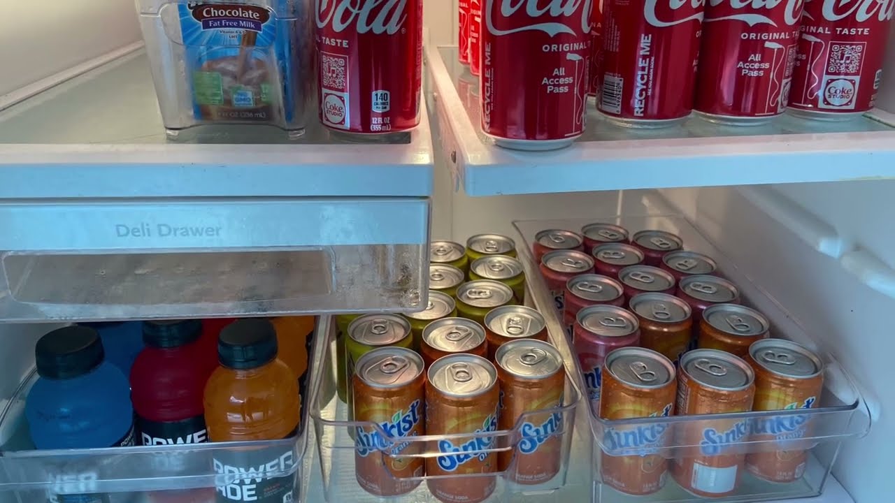ASMR Restock drink fridge with me